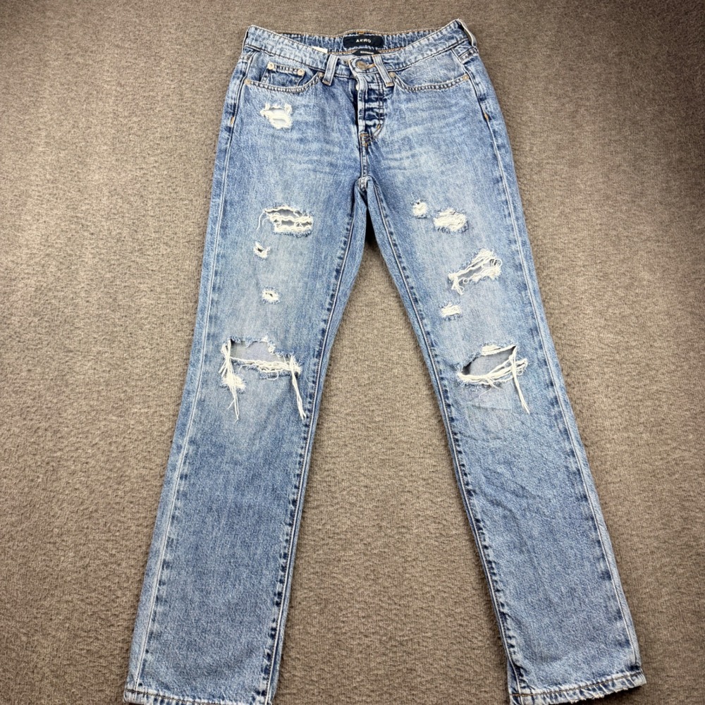 Aeropostale Aero Boyfriend Distressed Light Wash Button Fly Denim Jeans 00‎ Reg - Picture 2 of 14